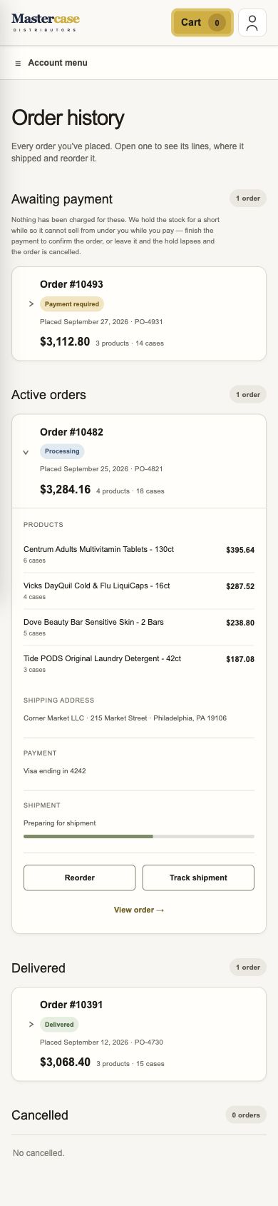 Give every order a place to live., mobile interface