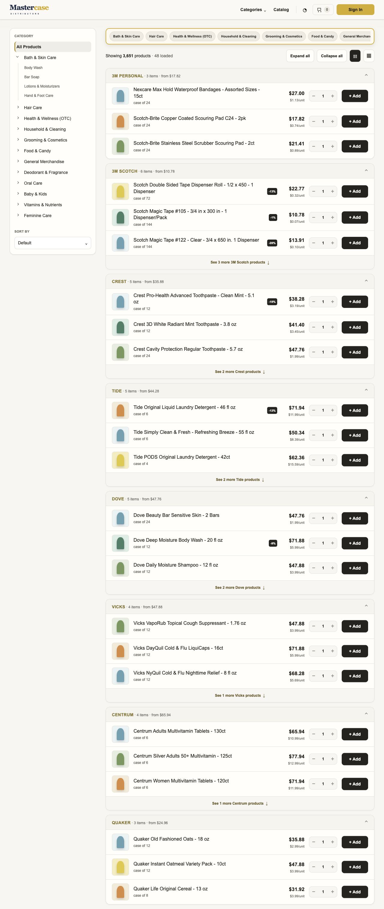Make a large catalog easier to scan., desktop interface