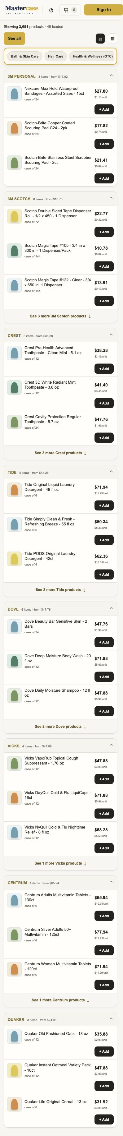 Make a large catalog easier to scan., mobile interface